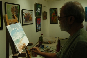 Painting demonstration and workshop by Shrikant Jadhav at Artfest 09, Indiaart Gallery